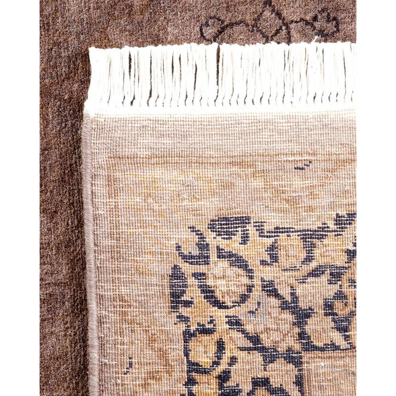 Overton Hand Knotted Wool Vintage Inspired Modern Contemporary Overdyed Brown Area Rug - 3' 2" x 5' 4"