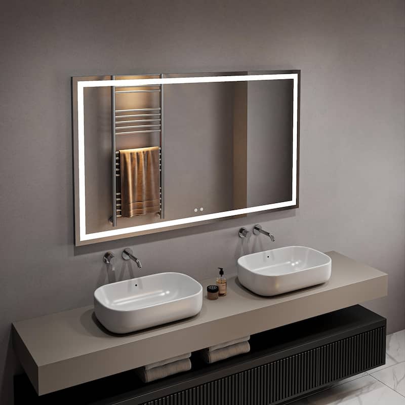 24" x 36" Large Frameless Rectangle LED Bathroom Vanity Mirror - Clear - 55X30 inches