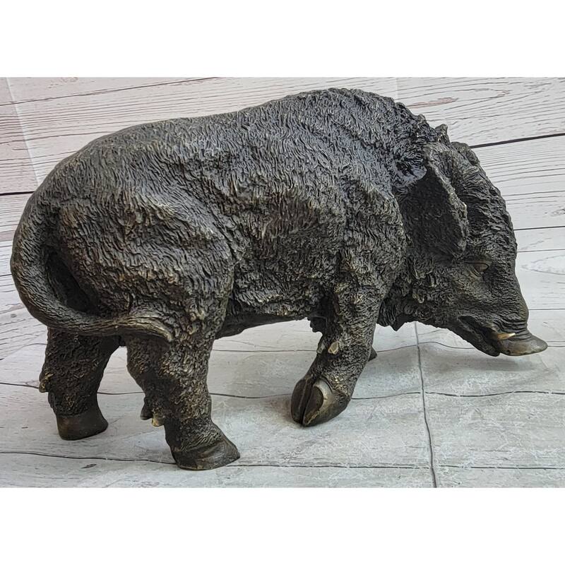 Wild Boar Pig Feral Hog Bronze Sculpture Statue Figure Figurine Decor
