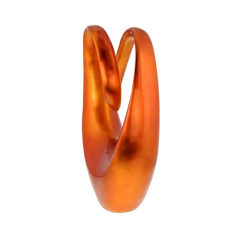 Artistic Polystone Swirl Abstract Sculpture - Orange or Red