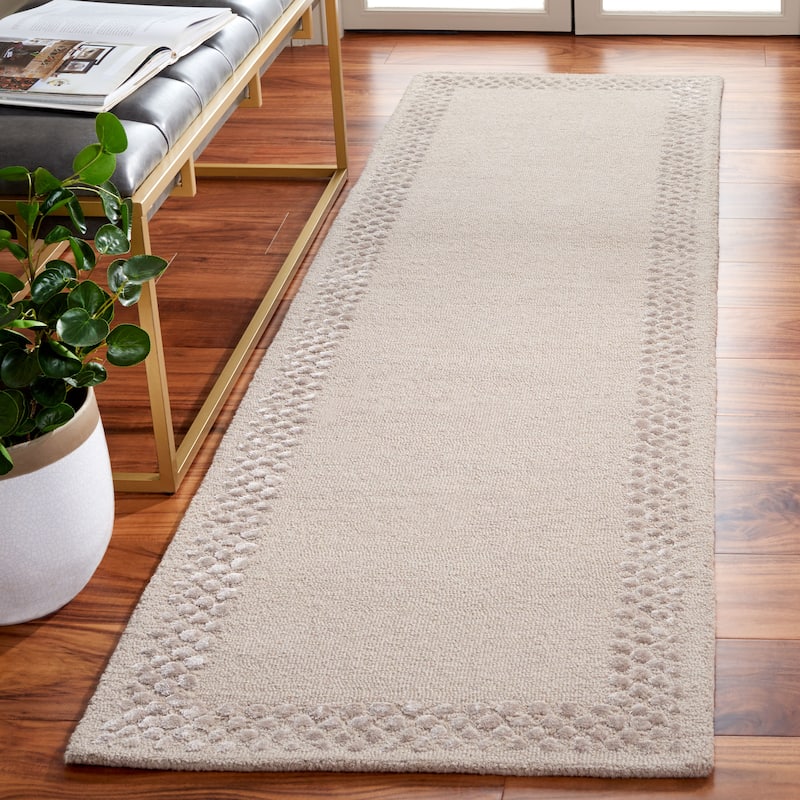 SAFAVIEH Handmade Glamour Printed Border Viscose Rug - 2'3" x 8' Runner - Beige
