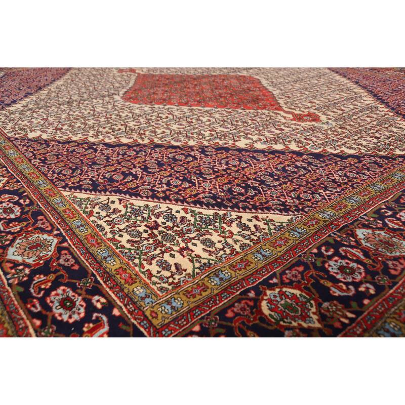 Hand Knotted Oriental 100% Wool Carpet Traditional Medallion Beige & Ivories Bidjar Area Rug - 12' 10'' X 10' 1''