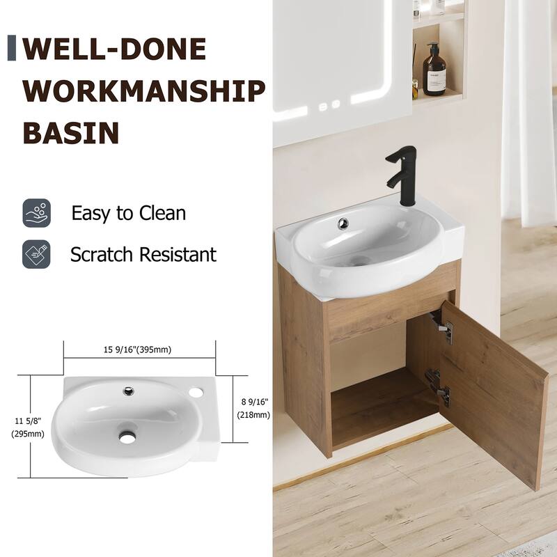Topcraft 16-inch Wall Mount Bathroom Cabinet with Sink