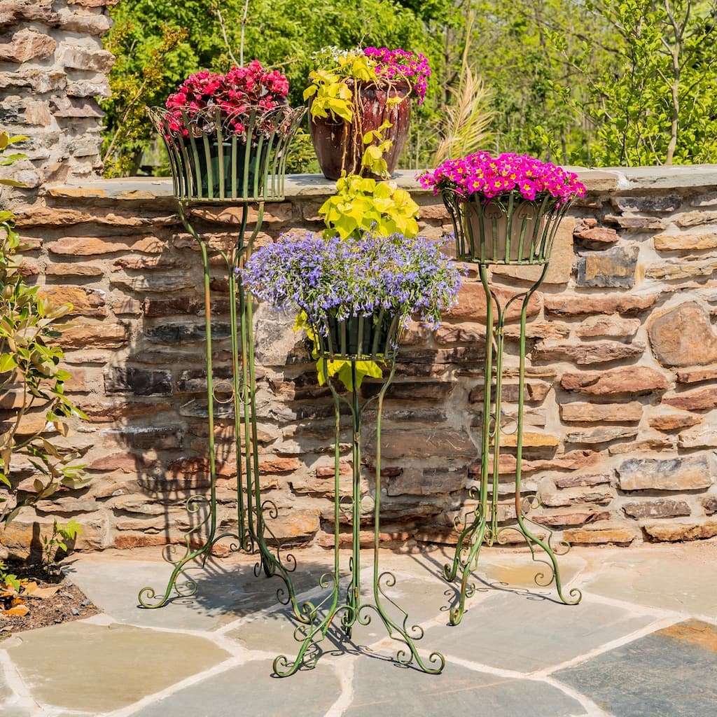 Set of 3 Standing Iron Pedestal Plant Stands