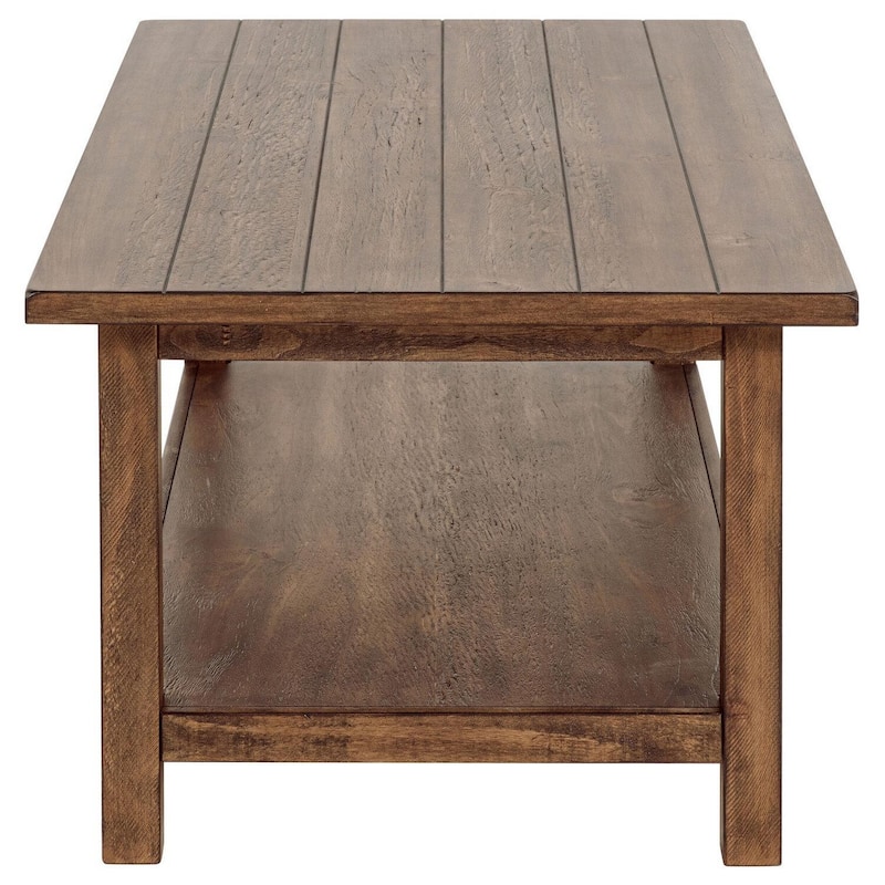 Ayne Coffee Table, 1 Shelf, Distressed Brown Wood Frame, 47 Inch