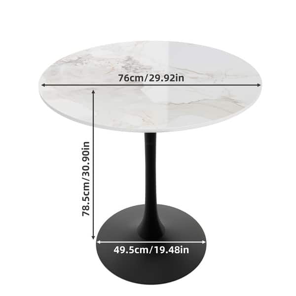 Modern Round Dining Table Sintered Stone Tabletop with Metal Base - Bed ...