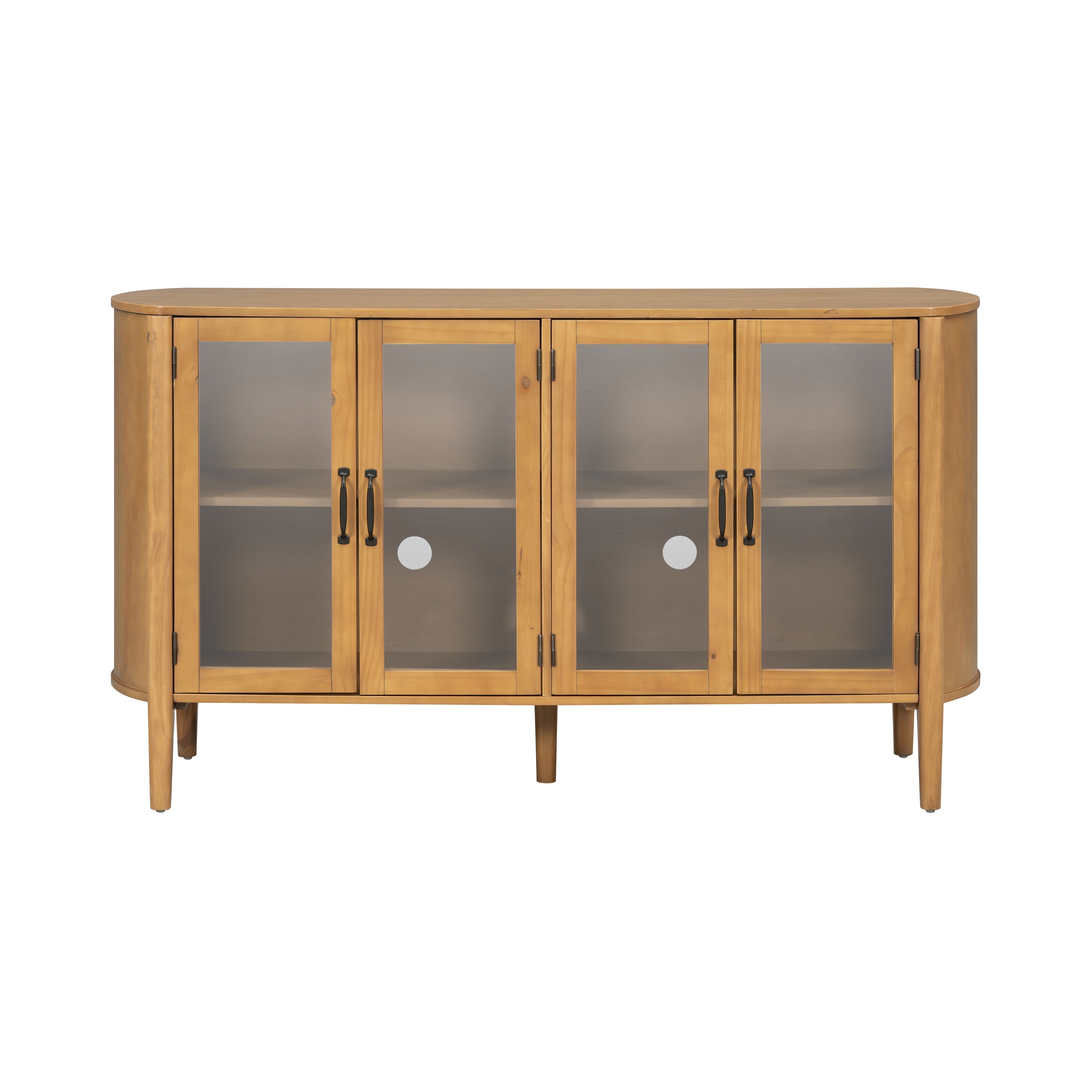 Roomfitters Large 4-Door Sideboard Storage Cabinet with Glass Accents