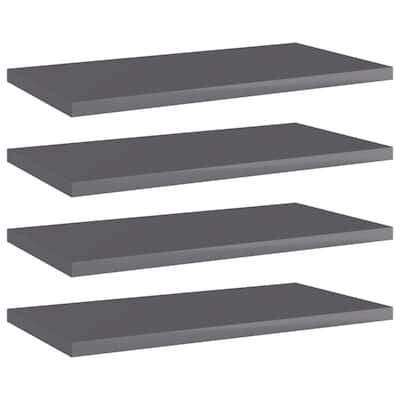 vidaXL Bookshelf Boards 4 pcs High Gloss Gray 15.7"x7.9"x0.6" Chipboard