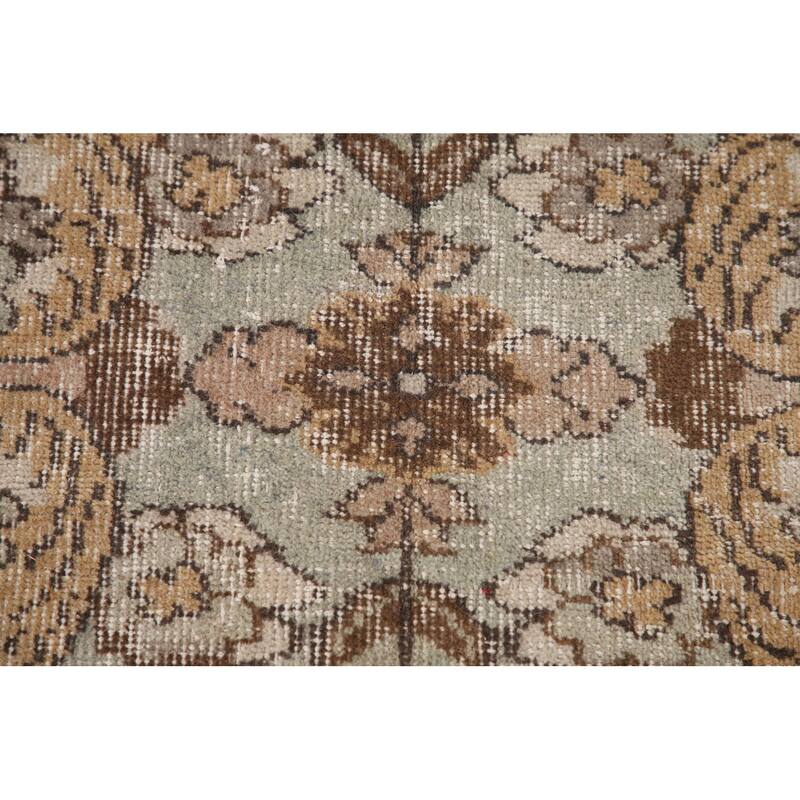 Distressed Sparta Turkish Vintage Rug Hand-Knotted Beige Wool Carpet - 5'11"x 9'1"