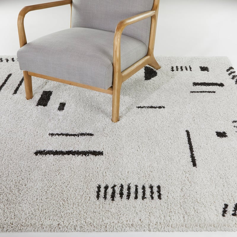 Carson Shag Area Rug - 7'10" x 10' - White/Charcoal - Rectangle