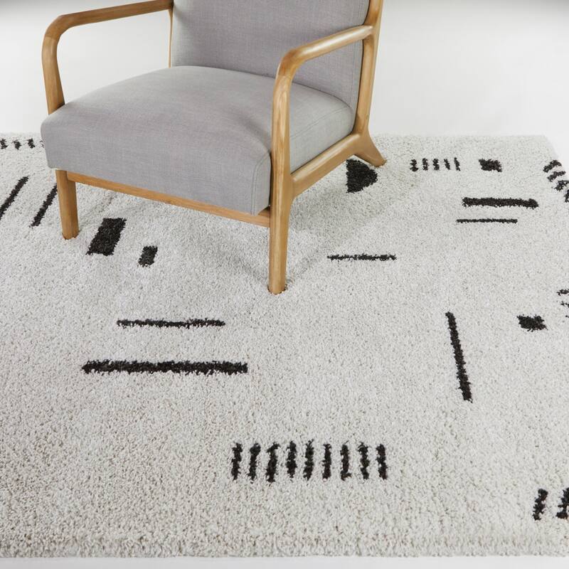 Carson Shag Area Rug - 7'10" x 10' - White/Charcoal
