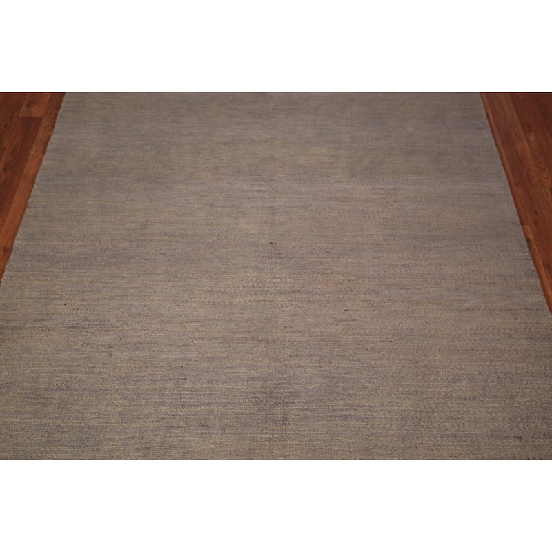 Gray & Beige Gabbeh Modern Area Rug Hand-Knotted Wool Carpet - 4'9" x 6'5"