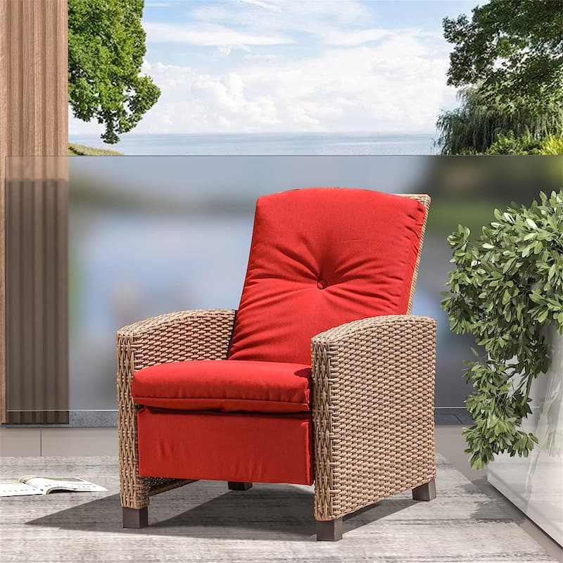 Single Patio All-Weather Wicker Recliner