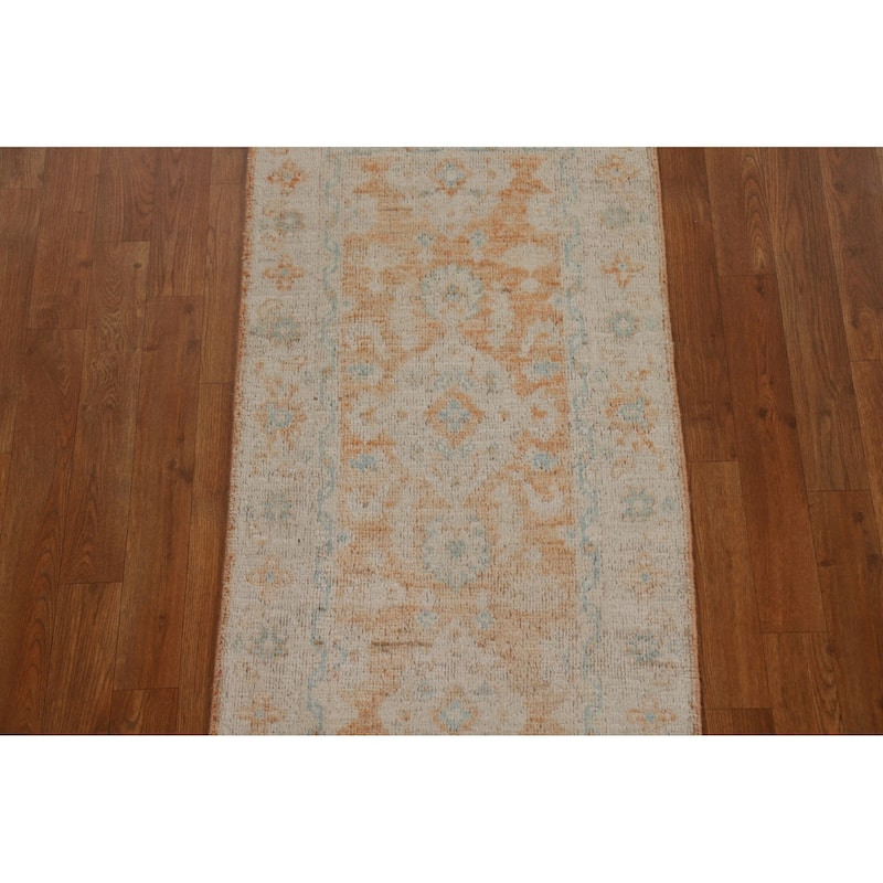 Muted Traditional Oushak Turkish Oriental Rug Hand-knotted Wool Carpet - 2'0" x 3'11"
