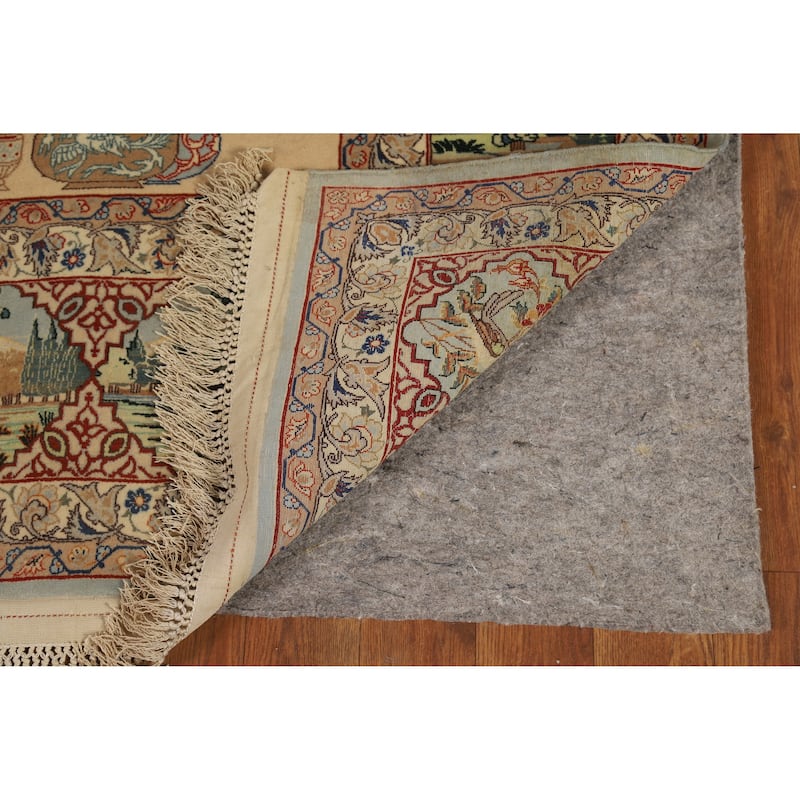 Vegetable Dye Isfahan Persian Vintage Rug Handmade Wool Carpet - 4'11" x 7'8"