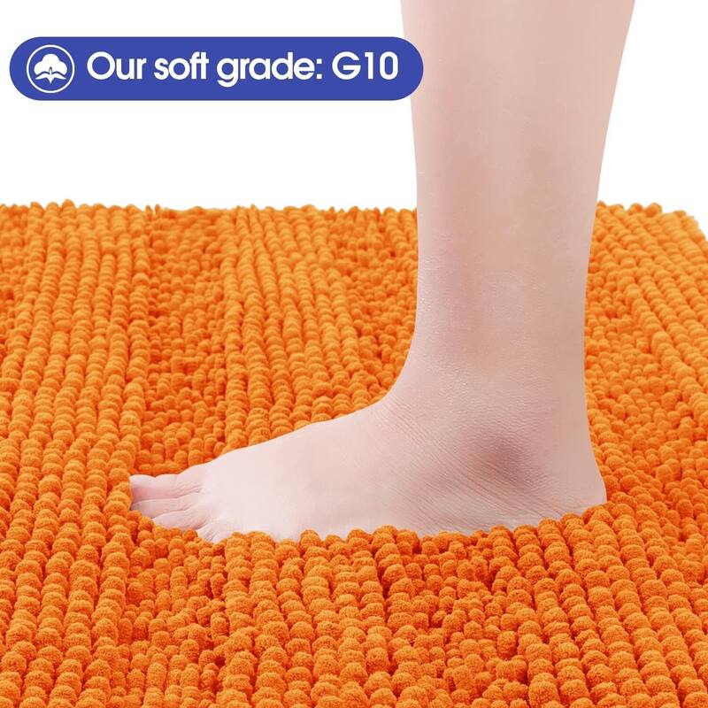 Ultra Soft Striped Non Slip Chenille Bathroom Rug Set 3 Pieces