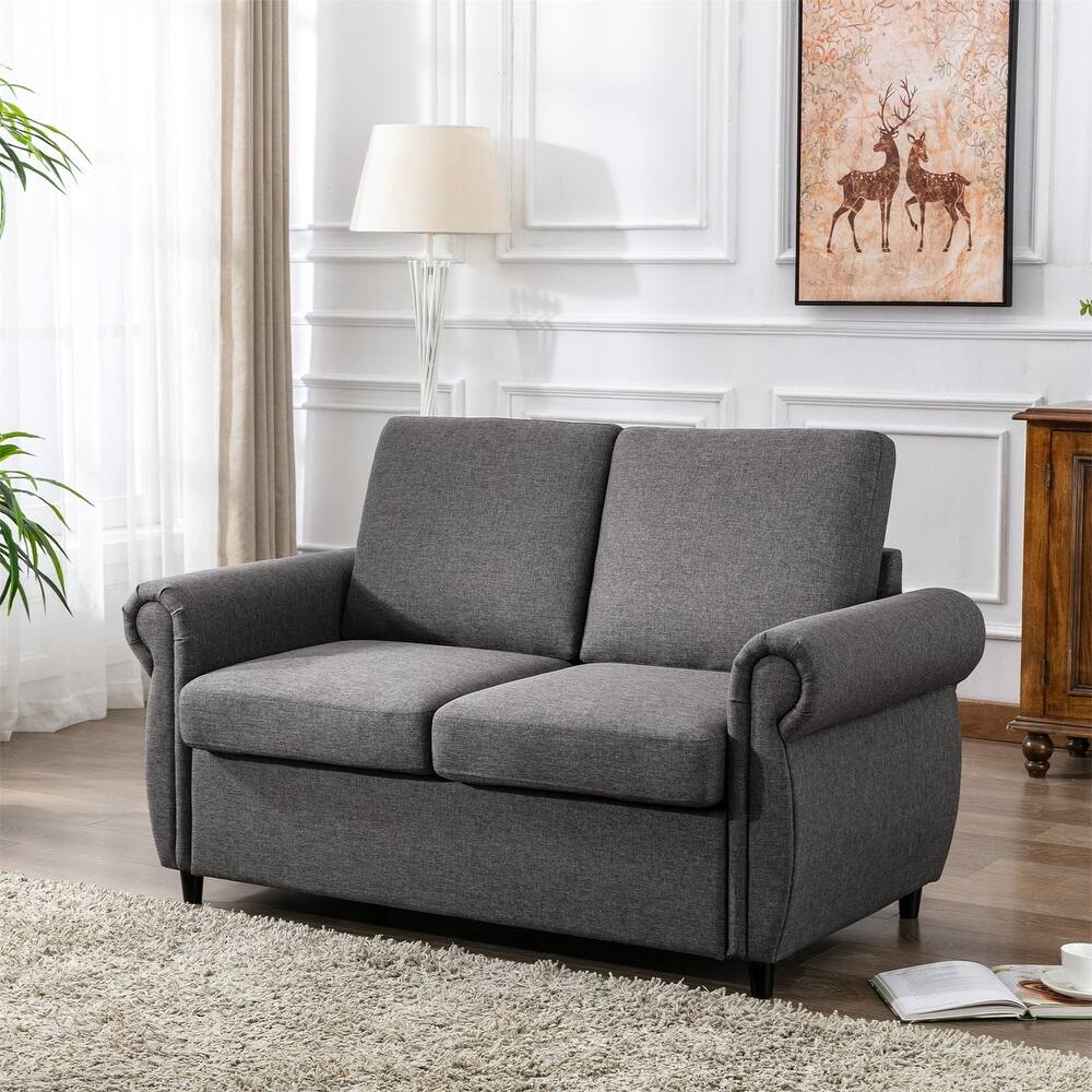 Merax Pull Out Sofa Bed Loveseat Sleeper with Twin Size Memory Mattress
