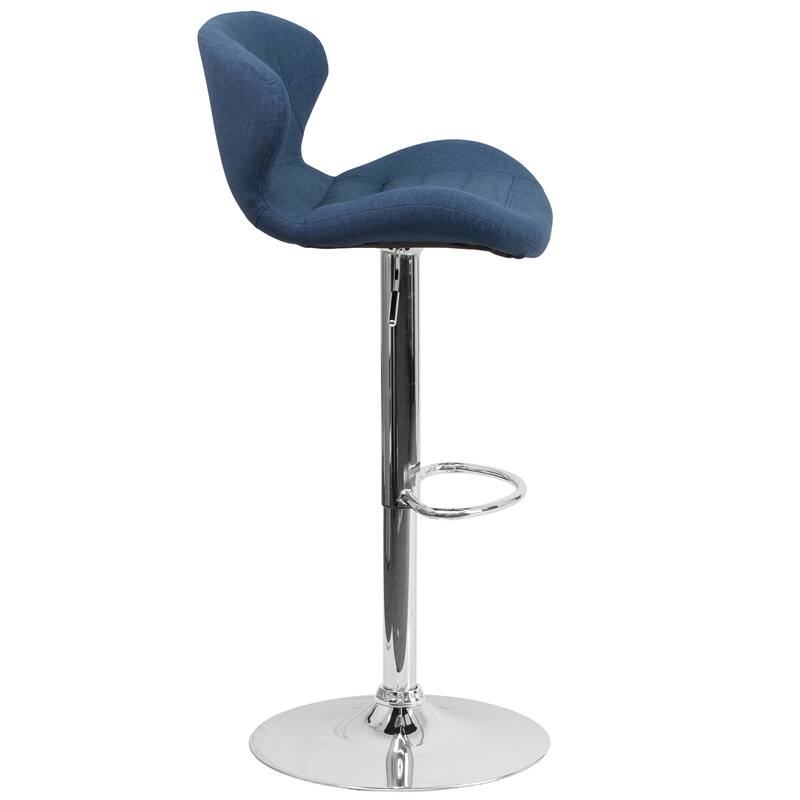 Modern Low-back Height-adjustable Chrome/Vinyl Barstools (Set of 2)