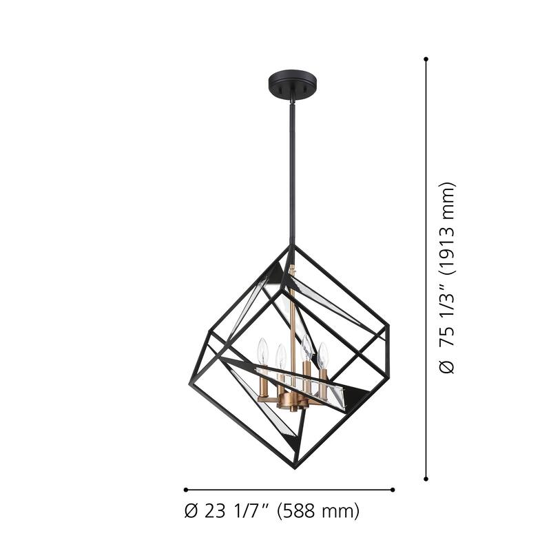 Eglo Corrietes 23-inch Matte Black Square Cage Pendant