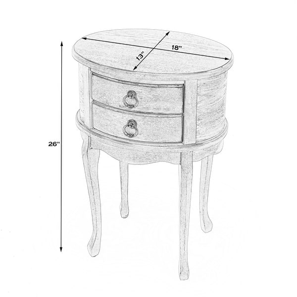 Whitley 18 in. W Oval Wood 2 Drawer Side Table