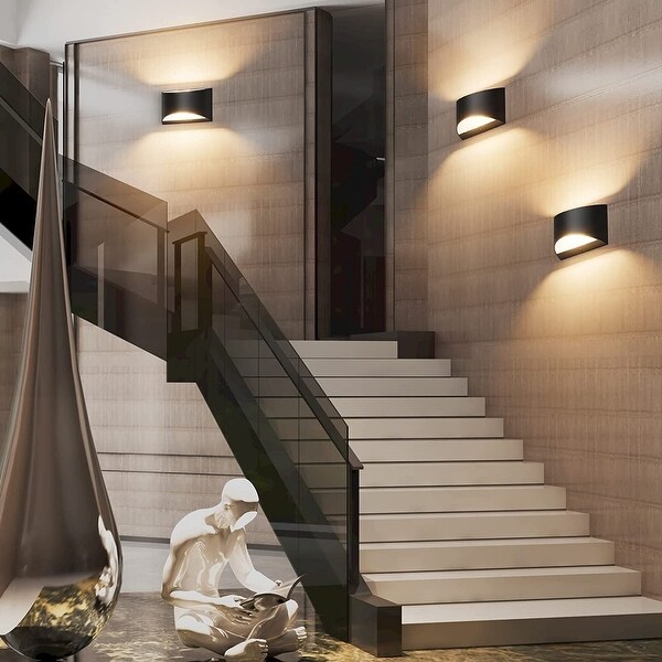 Modern black LED wall sconce indoor wall light fixture 2 pack wall mount lighting On Sale Bed Bath Beyond 37031404