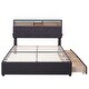 preview thumbnail 9 of 17, Multiple Storage,Full Size Upholstered Platform Bed with Storage Headboard, LED, USB Charging and 2 Drawers