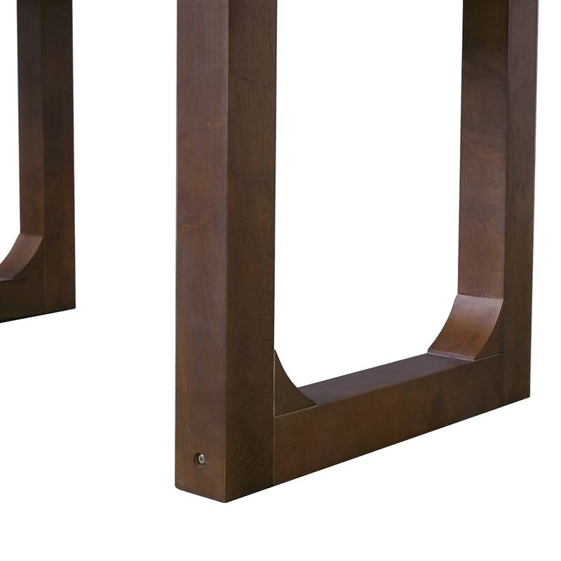 60"-78" Extendable Dining Table with Smooth Rails, Wooden Kitchen Table with Removable Leaf, Double U-Shape Base