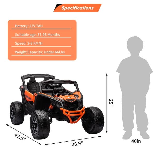 dimension image slide 0 of 7, 12V Ride on UTV Car, Licensed Can-Am Electric Off-Road UTV Car
