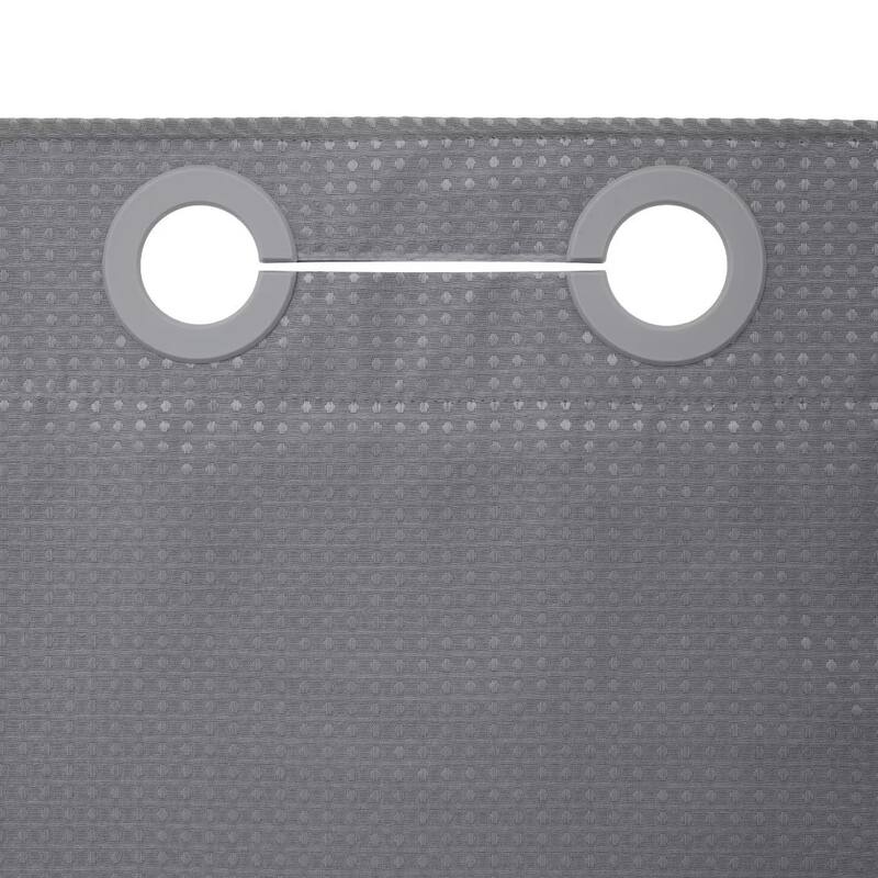 Waffle Weave Shower Curtain with Snap-liner No Hooks Needed