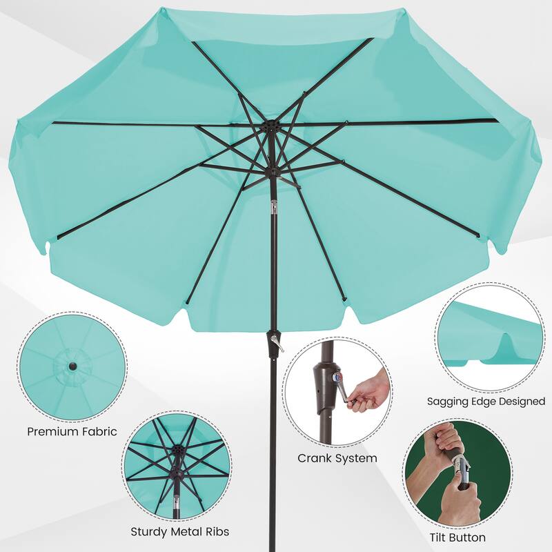 10ft Patio Market Umbrella with UV-Resistant and Sagging Edge Designed