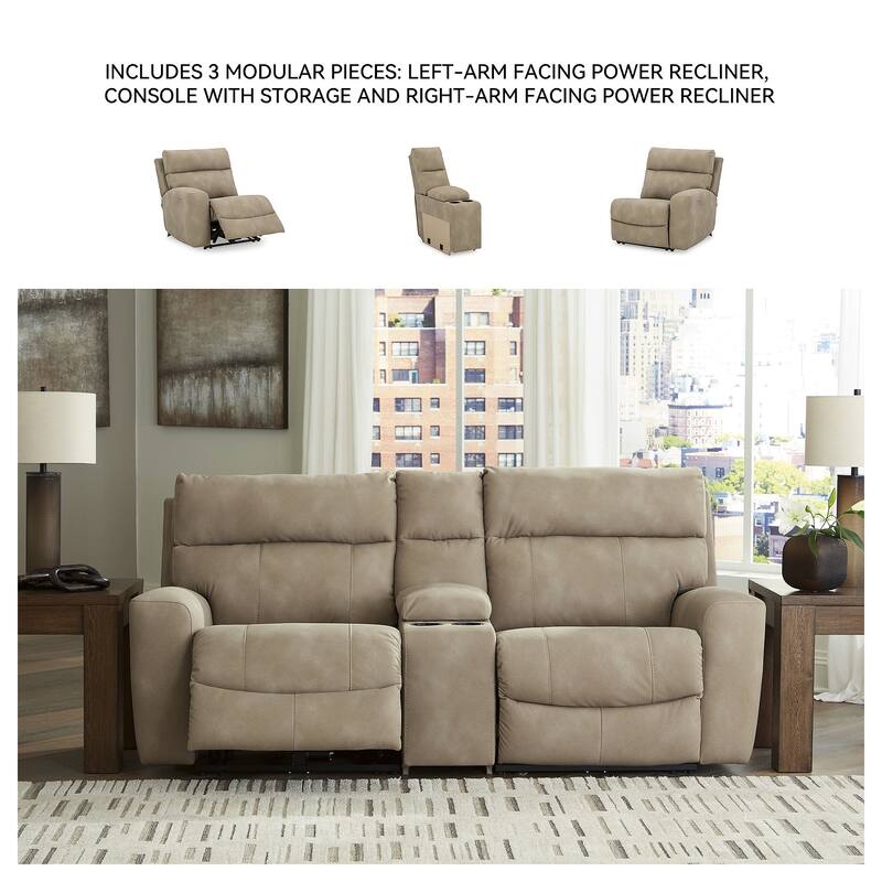 Signature Design by Ashley Next-Gen DuraPella 3-Piece Power Reclining Sectional Loveseat with Console - 91"W x 42"D x 42"H