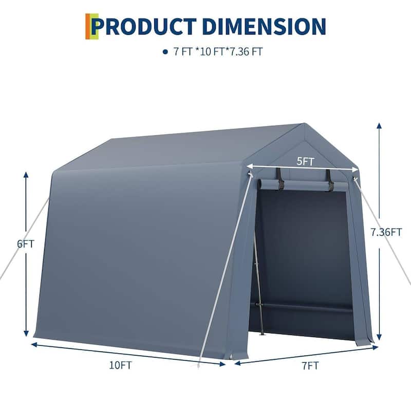 Outdoor Storage Shelter Shed Carport, Portable Garage for Motorcycle Bike