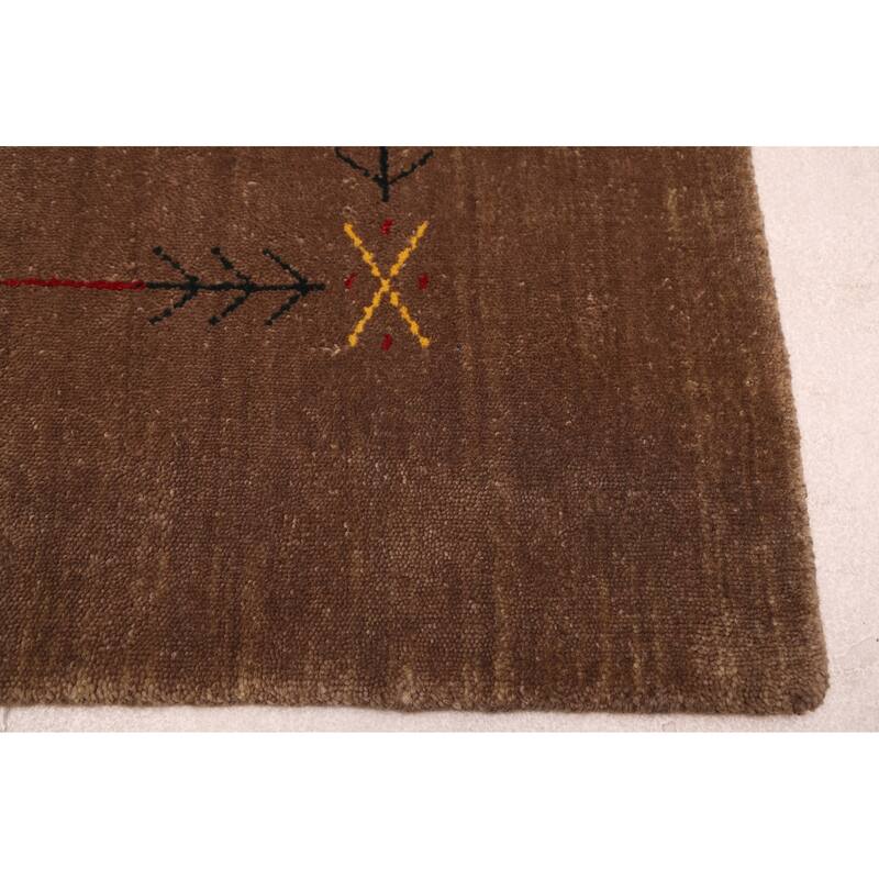 ECARPETGALLERY Hand Loomed Kashkuli Gabbeh Brown Wool Rug - 5'0 x 6'11