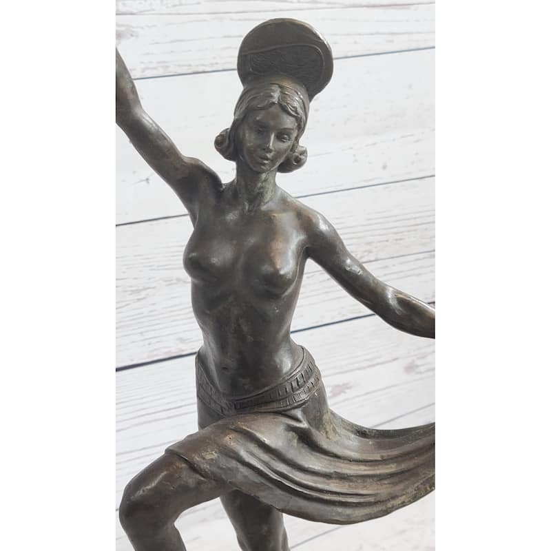 Vintage Large Art Deco Dancer Ballerina Bronze Figure Sculpture Signed Home Deco