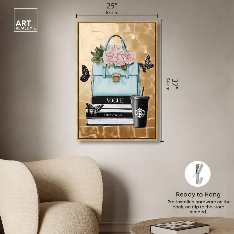 Golden Era of Glam Books Canvas by Art Remedy