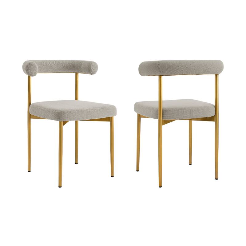 Set of 2 Upholstered Open Back Dining Chairs with Metal Legs - 20.50” x 23.50” x 30.50”