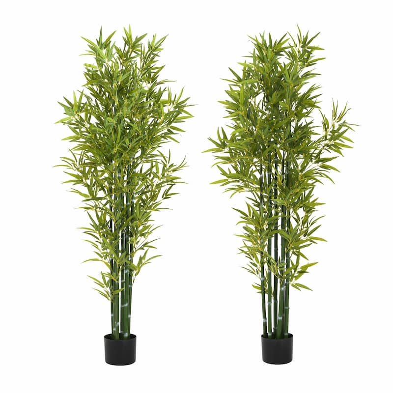 72" Artificial Bamboo with Pots, Set of 2 - Green