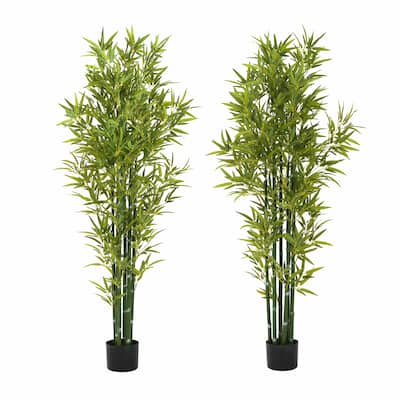 72" Artificial Bamboo with Pots, Set of 2