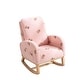 preview thumbnail 4 of 46, Upholstered High Back Wooden Rocking Chair for Living Room Baby Kids Room Bedroom, Pink Boucle
