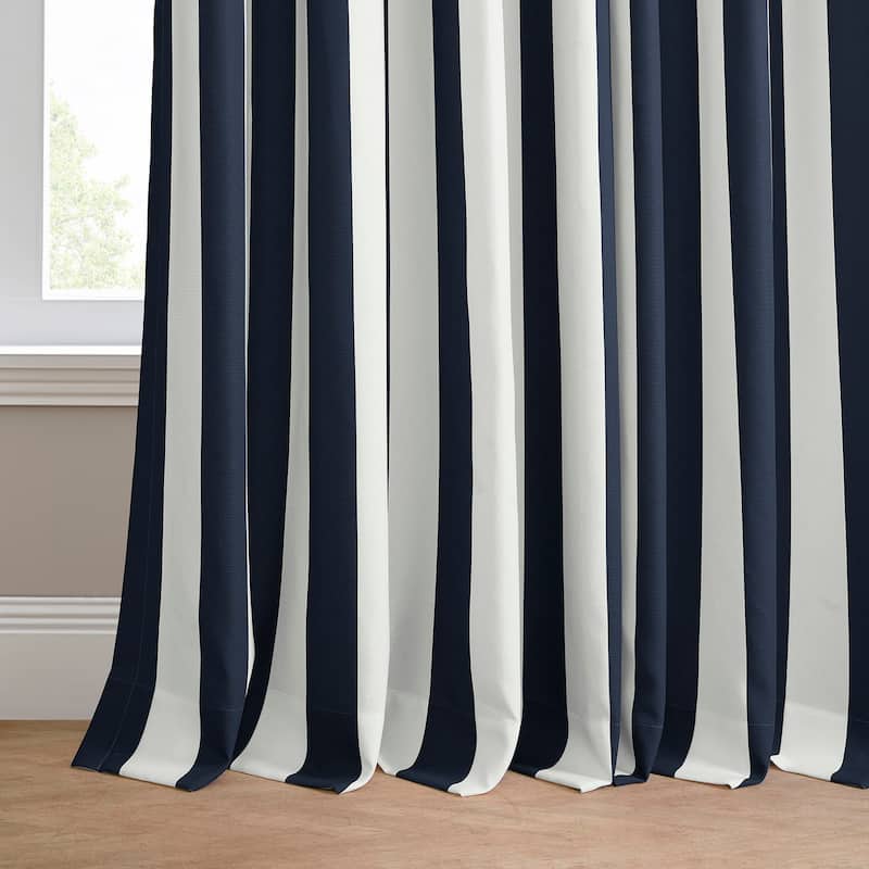 Exclusive Fabrics Villanova Striped Grommet Waterproof Light Filtering Outdoor and Indoor Curtains (1 Panel)