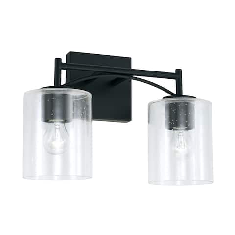 Peyton Matte Black Bath/ Vanity Fixture w/ Clear Seeded Glass