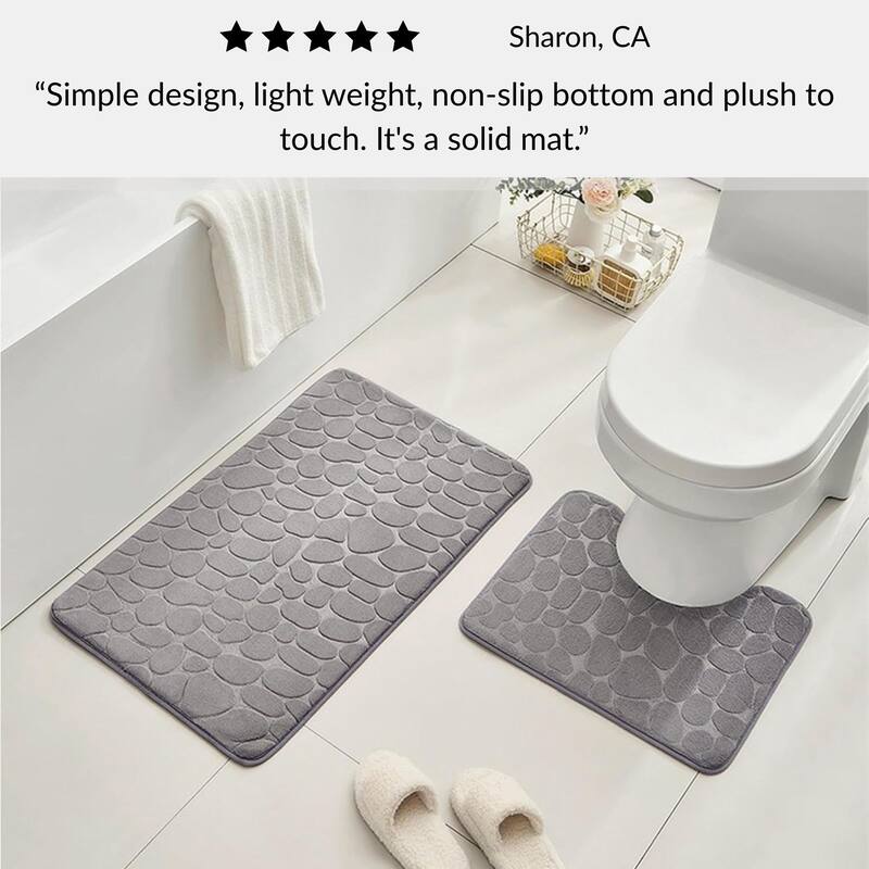 Memory Foam Contour Bath Mat Pebble Design 18x20