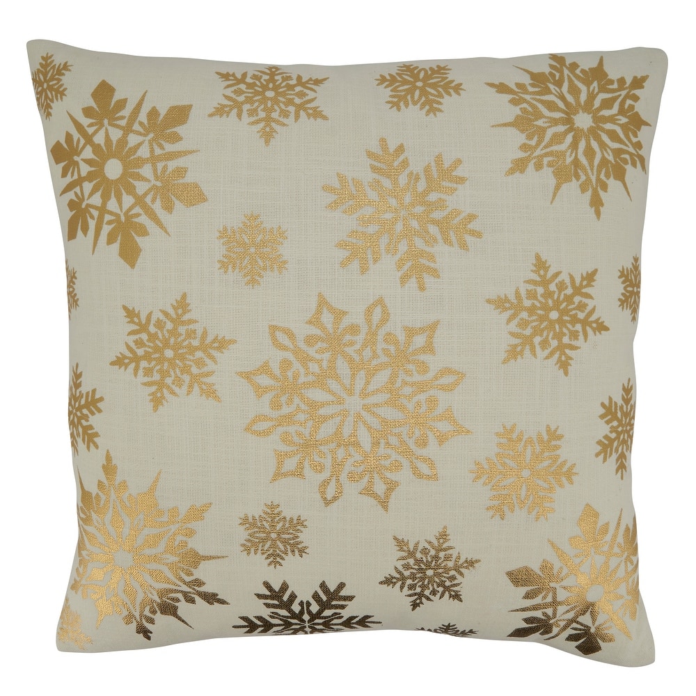 Foil Print Pillow With Snowflake Design
