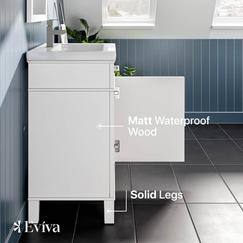 Eviva Garci 24" White Bath Vanity with Porcelain Top & Integrated Sink