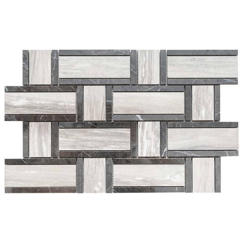 Stately Tre Basketweave 9.5x14 Porcelain Mosaic Tile - Floor, Wall, Backsplash - 1 Sheet (0.9 Sq. ft.) - Pearl Attraction