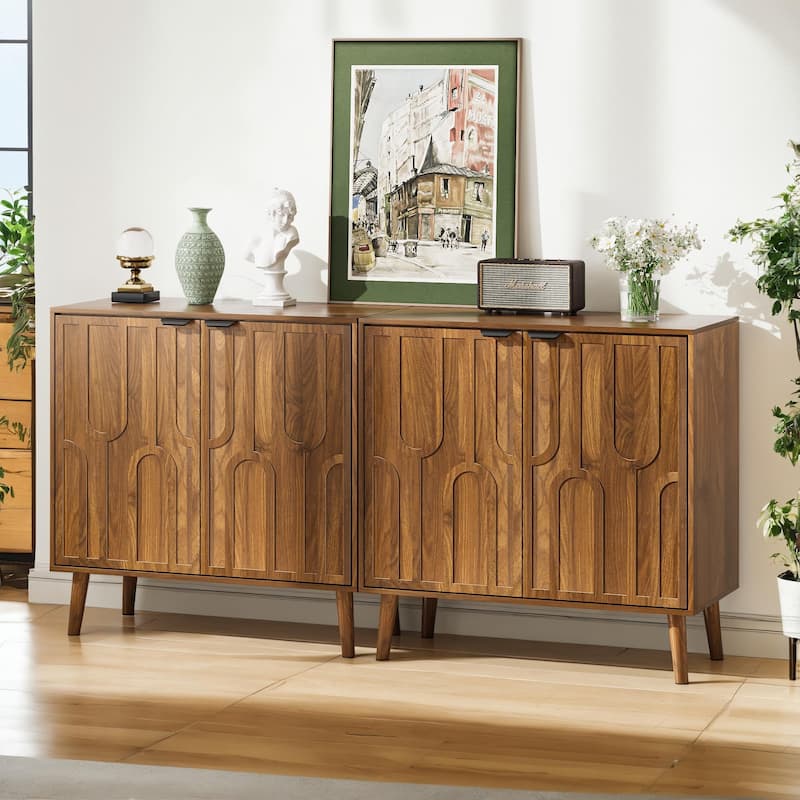 Farmhouse Buffet Sideboard with 2 Doors and Adjustable Shelves