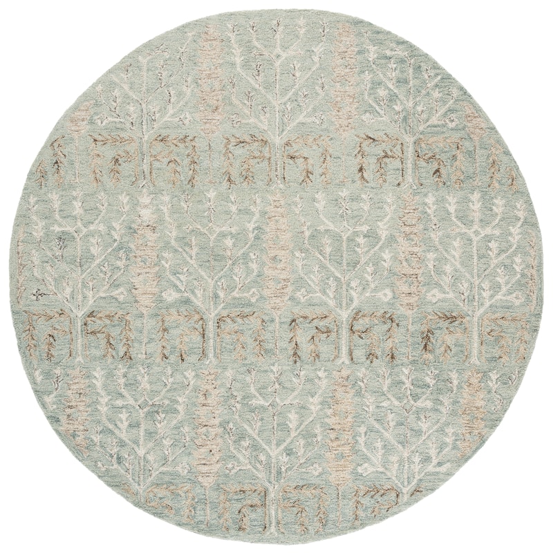 SAFAVIEH Handmade Jardin Timotea Wool Rug - 6' Round - Green/Beige