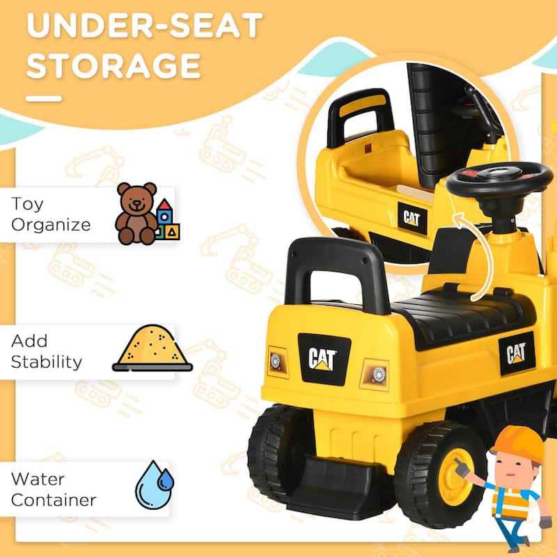 Licensed CAT Excavator Ride-On for Toddlers, Interactive Shovel, Stable Design, Comfortable Seat