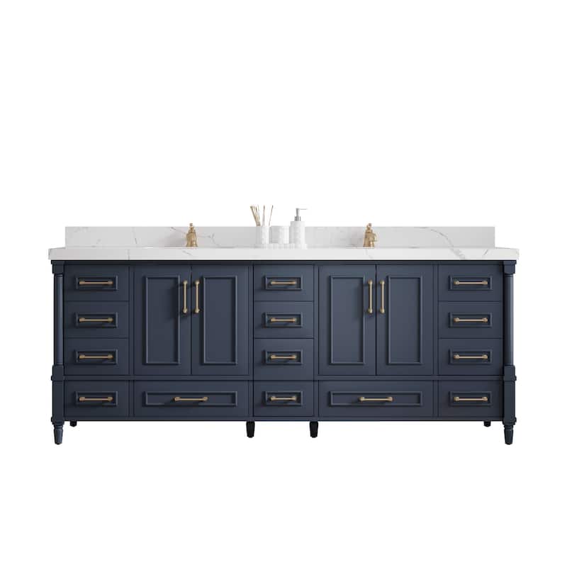 Willow Collections 84 in. W x 22 in. D Aberdeen Double Bowl Sink Bathroom Vanity with Countertop