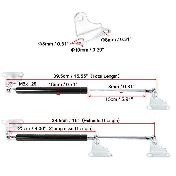 2Pcs 15 Inch 200N/45LB Universal Lift Supports Struts Shocks Gas Spring ...